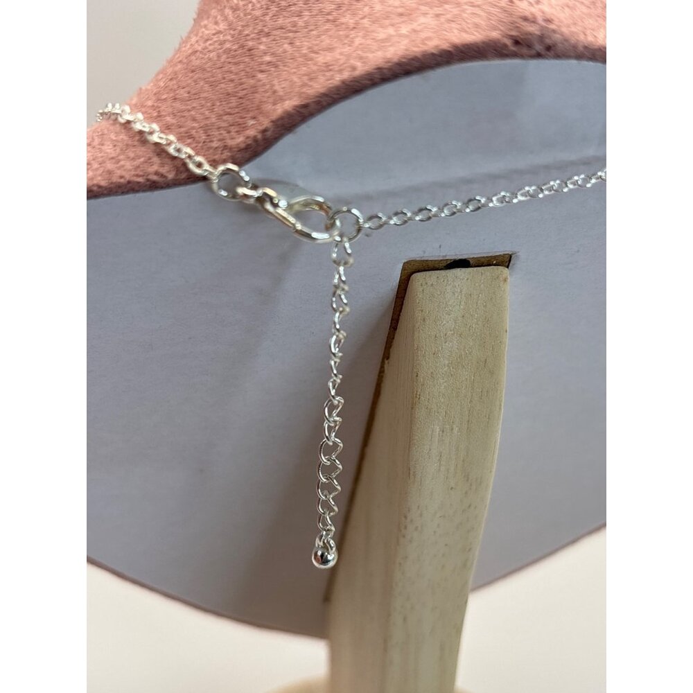 Silver Tone 16” Extender Chain Necklace Bow Pendant Made With Swarovski Crystal - Picture 5 of 5